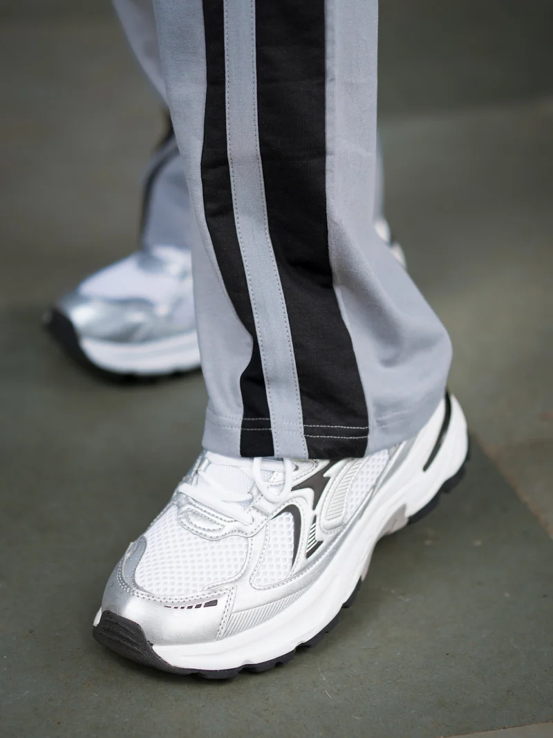Maniac  Maniac Mens ColorBlock Light Grey and Black Cotton Trackpant for Men | Best Price UAE